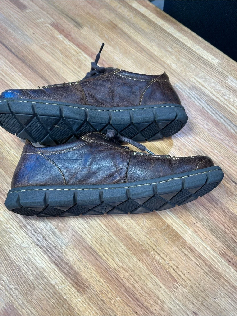 Born Men's Dark Brown Leather Moc Toe Lace-Up Loafers
